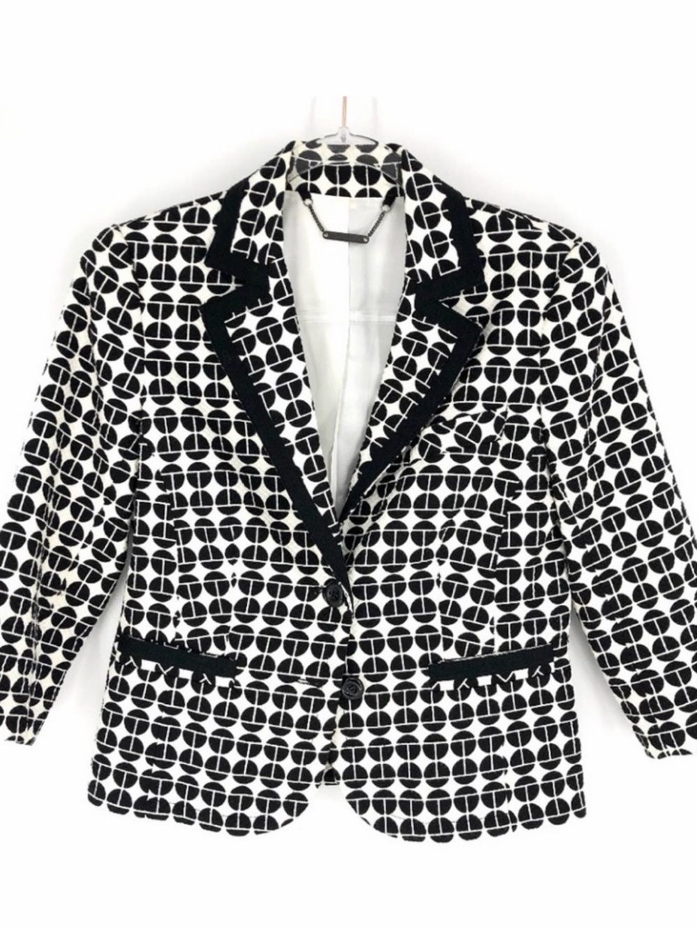 Trina Turk Cropped Blazer Black and Cream Size 4